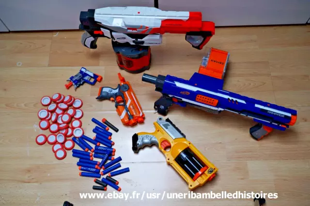 Lot 5 fusils, pistolet Nerf : N strike elite rampage, Vortex Pyragon Firestrike