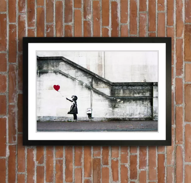 Balloon Girl Banksy Always Hope Art Framed Poster Picture Print Artwork 4 Sizes