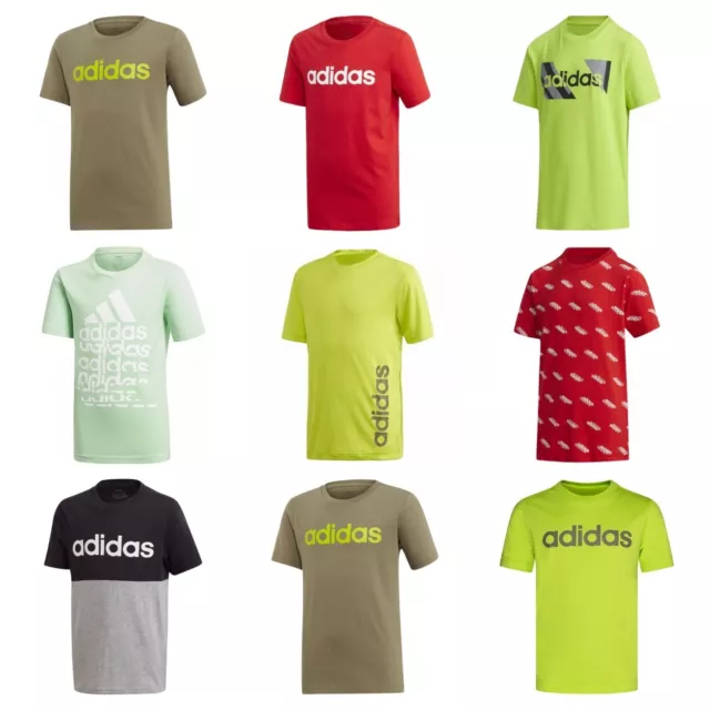 Adidas Boys T Shirt Kids T-Shirts Essential Gym Sport Running Graphic TShirt Top