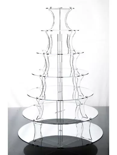 Cupcake Stand Round 7 Tier Mirror Acrylic Wedding Party Cake Display Tower