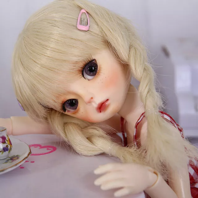 Full Set 1/6 BJD Doll Cute Girl Face Makeup Eyes Wig Clothes Shoes Kids Gift Toy