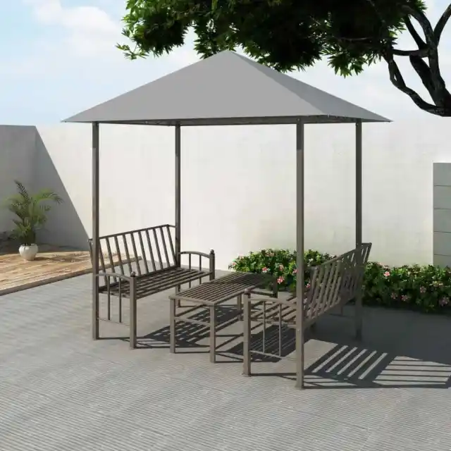 Gartenpavillon mit Tisch und Bänken 2,5x1,5x2,4 m Anthrazit EF J4529