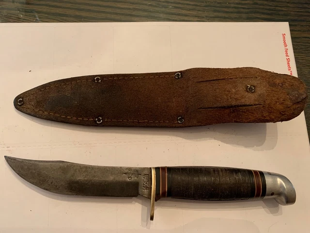 Vintage Official Boy Scout Knife W Sheath Western Hunting Knive Fixed Blade