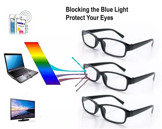 3 X Slim Unisex Reading Glasses Designer Vision Anti Glare Blue Light Computer