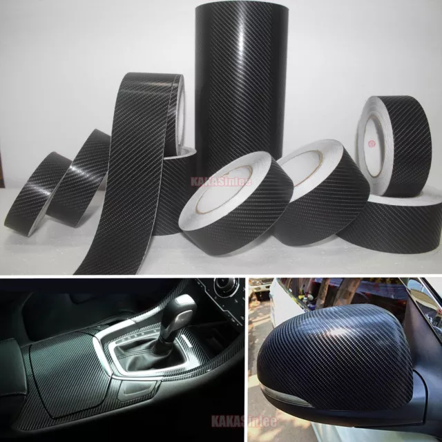 DIY Adhesive Vehicle Black 4D Texture Carbon Fiber Vinyl Tape Wrap Sticker CB