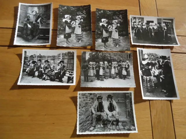 CPA LOT CARTE POSTALE animée FOLKLORE BRETAGNE COIFFE & COSTUME TREGOR FAOUET