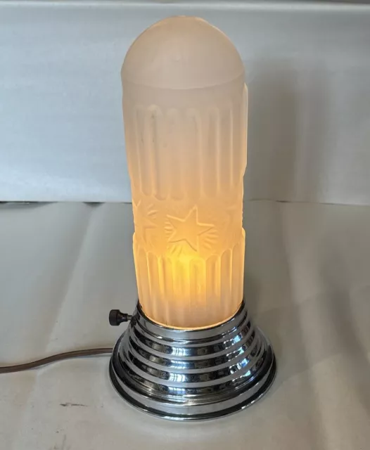 Vintage 1920s Art Deco Table Lamp FROSTED STAR  Skyscraper Boudoir Bullet B-308