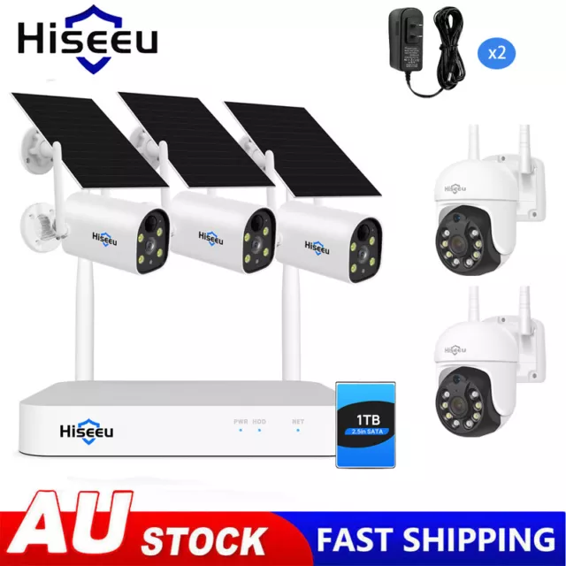 10CH Wireless Solar Battery Powered Security Camera system WiFi 4MP Audio PTZ