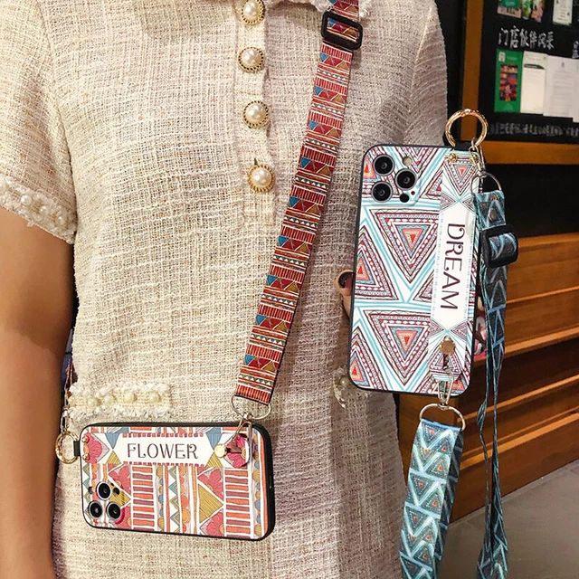 For iPhone Samsung Hot Crossbody Wrist Strap Stand Holder Women Phone Case Cover