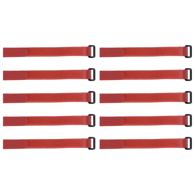 10Pcs Crochet Boucle 3/4 x 6 Pouces Sangles Fixation Réutilisable Câble Rouge