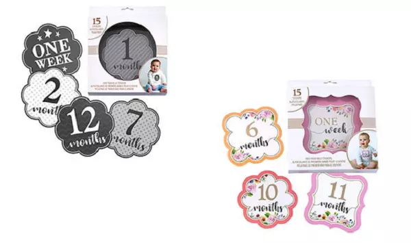 belly milestone stickers grey or pink baby boy or girl baby shower party gift