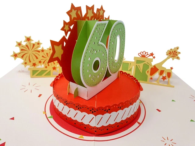 Pop-Up-Karte Zum 60. Geburtstag – Handgefertigt, Personalisierbar, Mit 3D-Effekt
