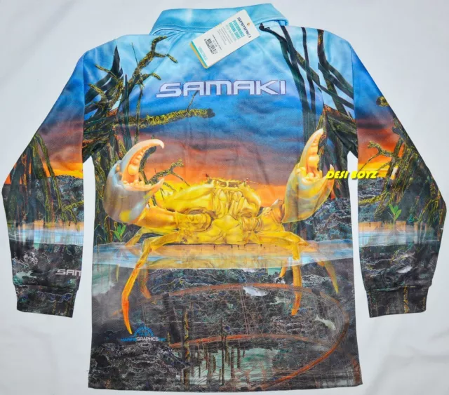 BNWT - Samaki Mud Crab Fishing Shirt Youth Long Sleeve Jersey - Size: 6 3