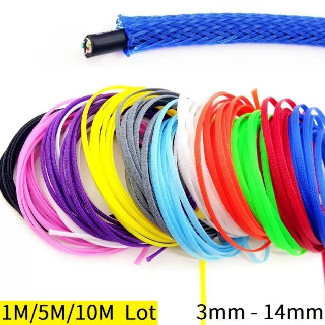 PET Expandable Insulated Braided Sleeving Wire Cable Sleeve Protectors 3mm  10mm