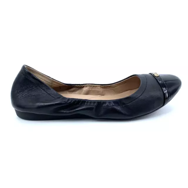 Women’s 10 B Cole Haan ELSIE Black Leather Patent Cap Toe Ballet Flats W05000