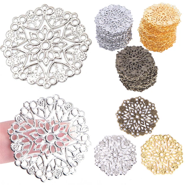 50PCS Bronze Filigree Flower Connectors Crafts DIY Jewelry Making Accessories~m' 3