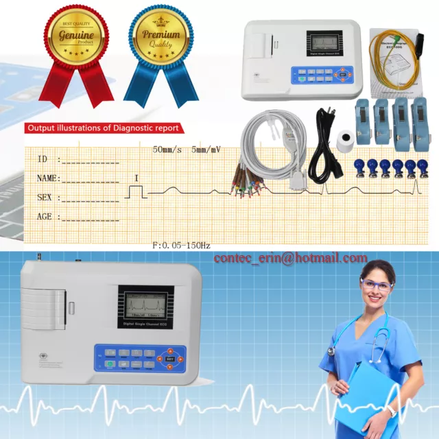 ECG Machine 100G Single Channel 12 lead EKG Electrocardiograph,Printer,CE/FDA