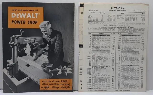 DEWALT Power Shop Catalog Accessories Attachments Price List 1960 READ