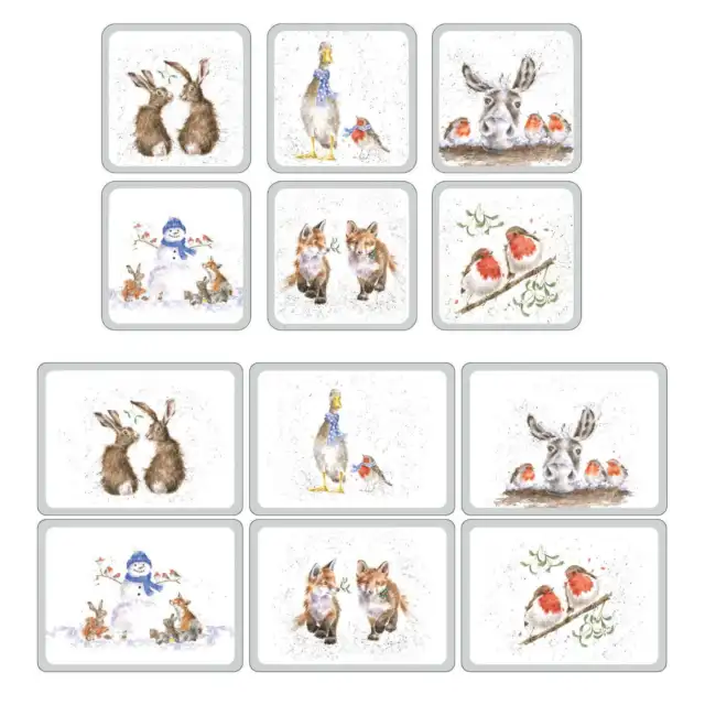 Pimpernel Wrendale Designs Set of 6 Christmas Coasters & Placemats Gift Set