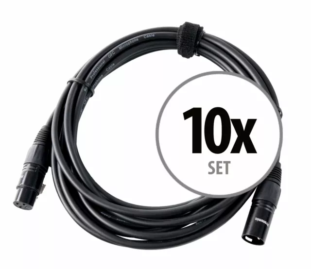 10x Cable de Microphone Set Connecteur XLR 3 Broches Male Femelle Fil DJ PA 5m