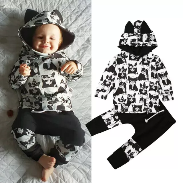 Set abiti Girls Bambini Bambini Bambini Bambini Ragazzi Maniche Lunghe Pantaloni con Cappuccio Abiti