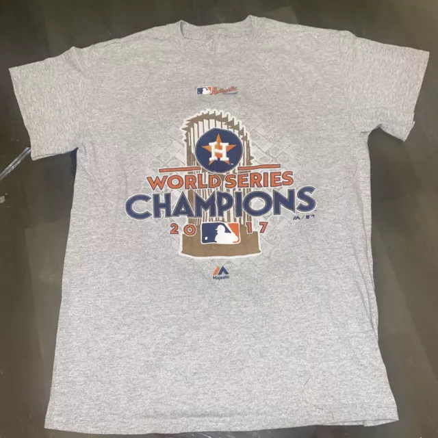 MLB Houston Astros Majestic 2017 World Series Champions T-Shirt Mens Size Small
