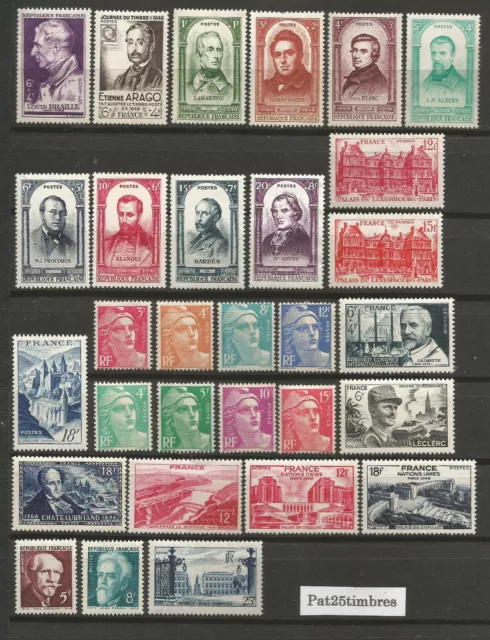 FRANCE 1948 Année Complète 30 Timbres neufs ★★ luxe /MNH (M)