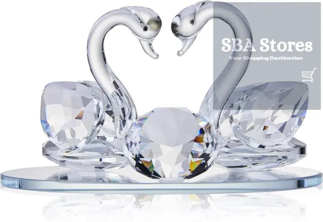 London Boutique Crystal Swan Wedding for Couple Clear Figurine Ornaments for set