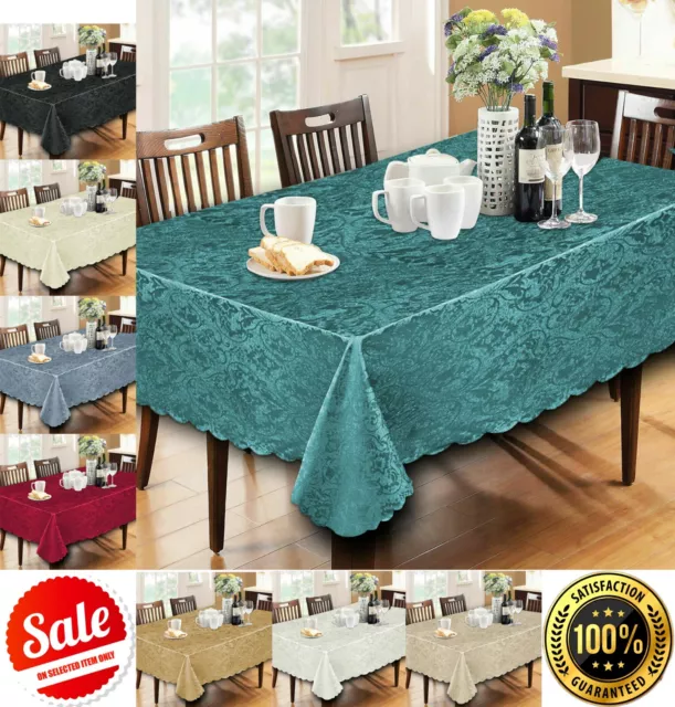 Damask Jacquard Table Cloth Cover Rectangle & Round Napkin Table Runner Floral