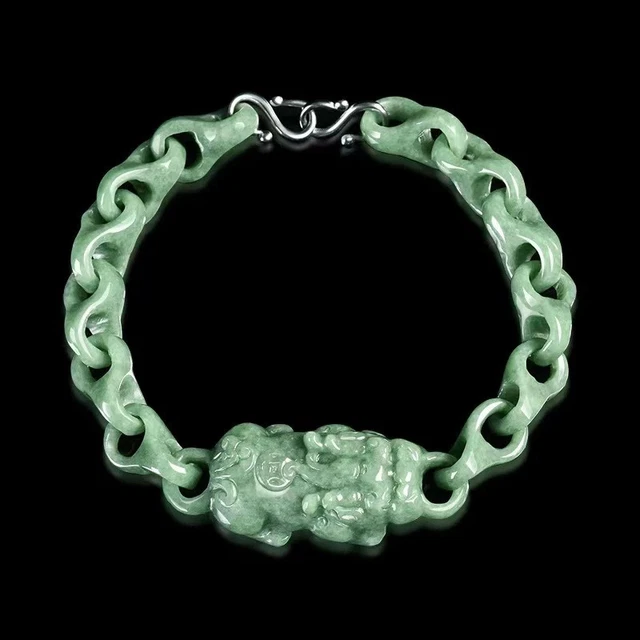 REAL GRADE A Natural Green Jade Jadeite Dragon Pixiu Anchor Link