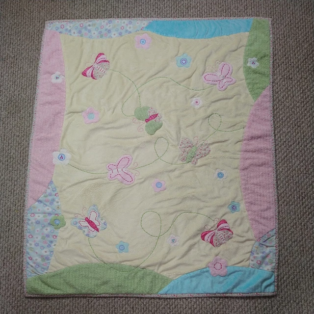 PREOWNED Butterfly Baby Crib Blanket 43X36