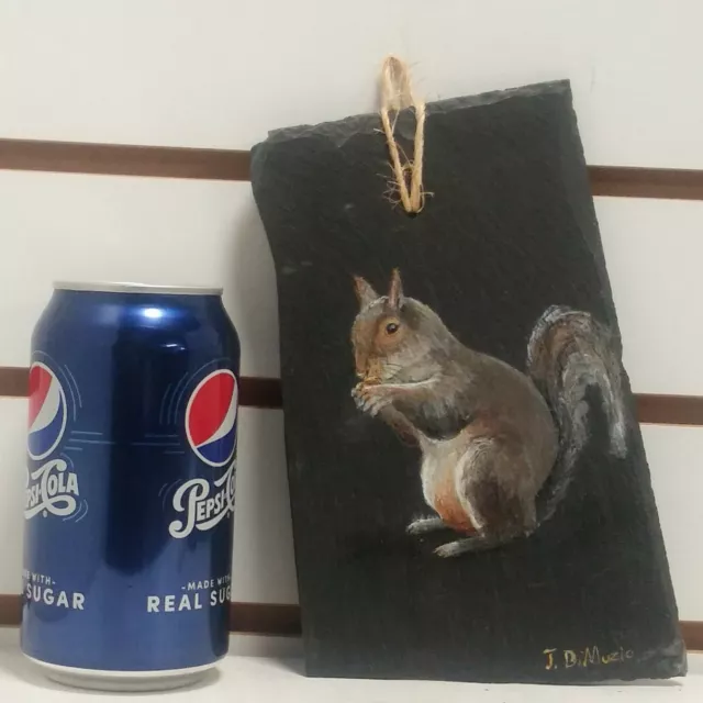 Hand Painted Recycled Slate Squirrel 8" x 5" Artist Signed Made in the USA