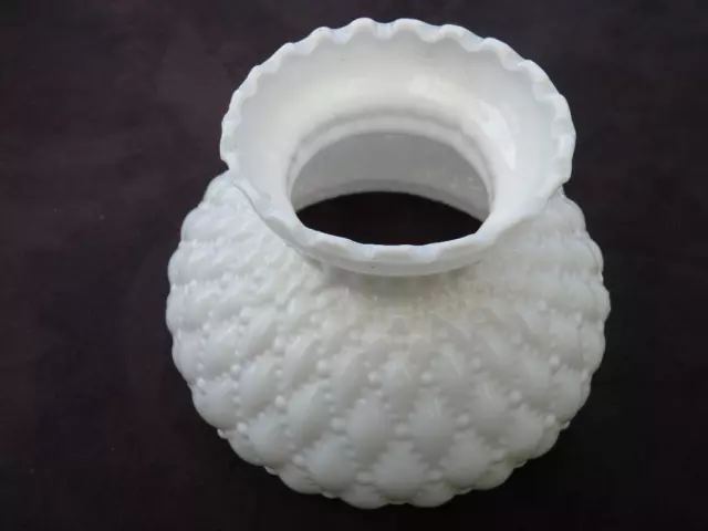 ORIGINAL VICTORIAN KEROSENE HOBNAIL MILK GLASS LAMP SHADE - suit 15cm holder