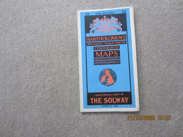 The Solway-Bartholomew's Revised  1954 "Half Inch" Contoured Maps-Sheet 38