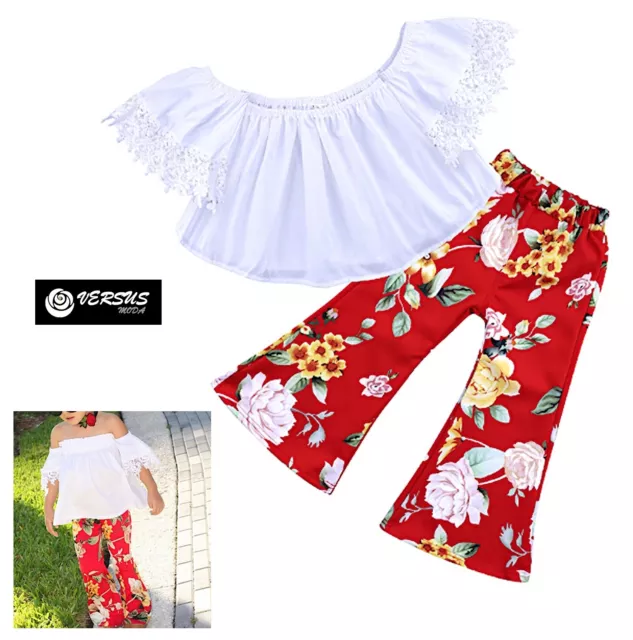 Maglia Bambina Top e Pantaloni Zampa Girl T-shirt Bluse and 70's Pants SETCH17