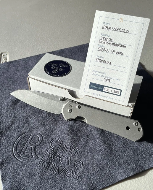 RARE Chris Reeve Knives Large Sebenza 21 Insingo Double Silver Thumbstud