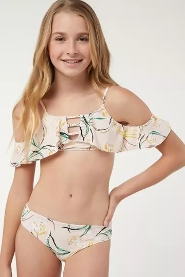 O'Neill Kids Girl's 248103 Floral Off The Shoulder Top Swim Set Swimwear Size 4