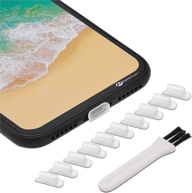 iPhone Charging Port Cover Plug Set 10 Pack Anti Dust Silicone Cap Clear