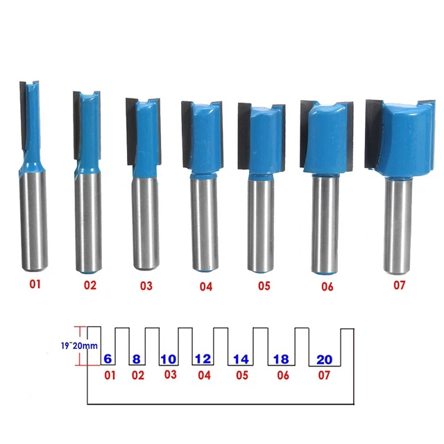 Versatile set di bit router dritto adatto per armadi box e altro