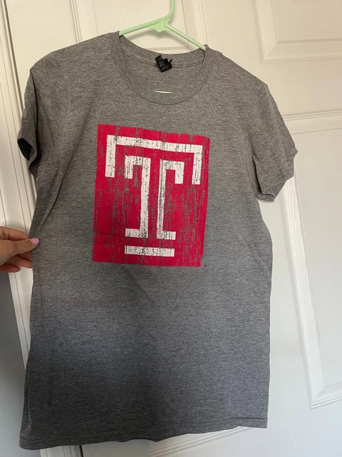 Temple University T for Temple U Tee Shirt Gray and Cherry Red and White Small S