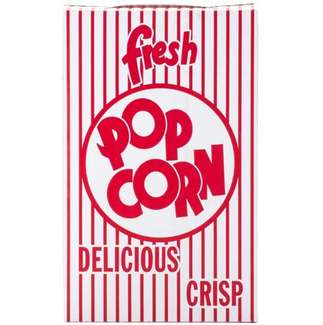 (500/Case) .74 oz. Concession Stand Grease Proof Paperboard Stripes Popcorn Box