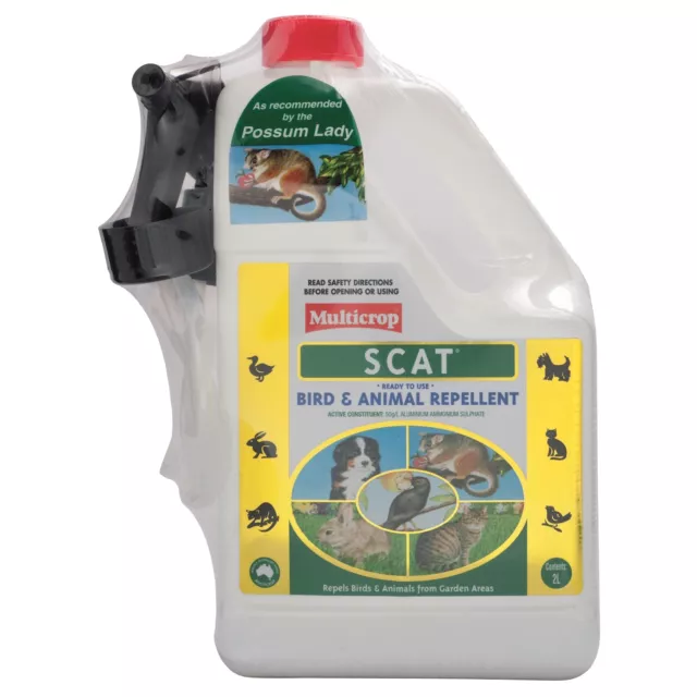 Multicrop 2L SCAT BIRD & ANIMAL REPELLENT SPRAY Safe & Ready To Use Low Hazard