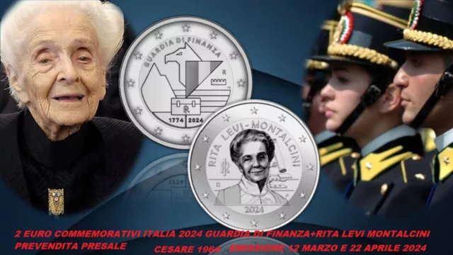 2 Euro Italia 2024 -Guardia Di Finanza+Rita Levi Montalcini  Fdc Unc Prevendita