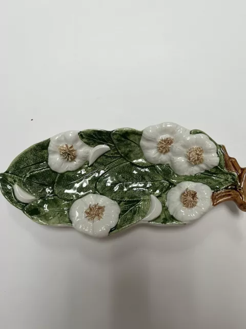 Italian Pottery Majolica Floral  Design Tray/Plate #6956 10x4 1/2