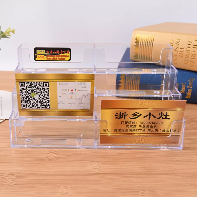 8 Pocket Desktop Business Card Holder Clear Acrylic Countertop Stand Displayy3