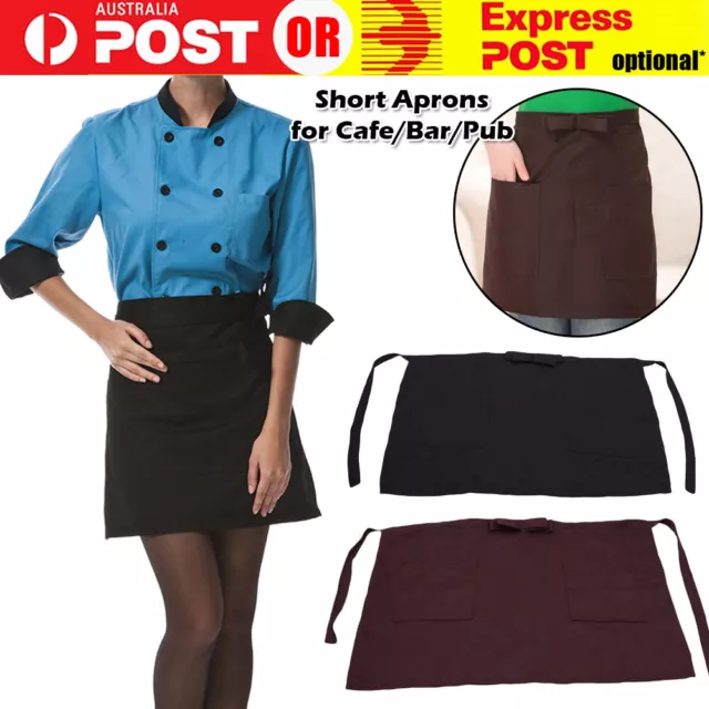 Short Half Waist Apron with Pocket Chef Waiter Waitress Kitchen Craft Bar Cafe