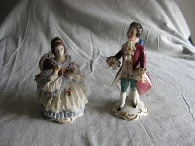 Belle paire de statuettes en porcelaine Saxe Frankenthal Friedrich Wilhelm