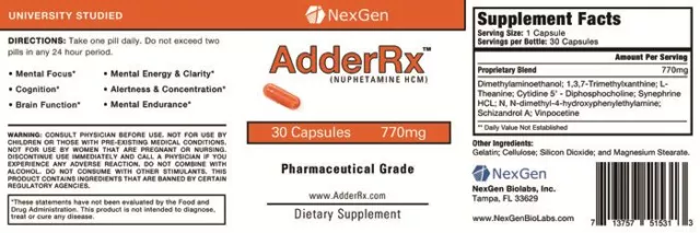 AdderR X -New Extra Strength Rx Grade ADD/ADHD Increase Mental Focus & Energy 2