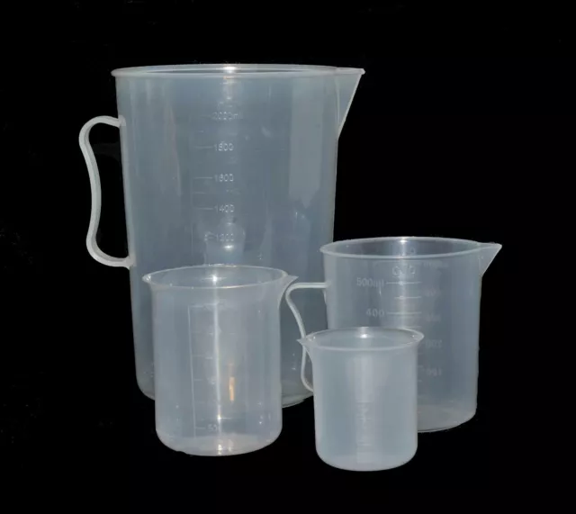 Graduated Beaker Chemical Measuring 4x Jug Set 2000/500/300/100ml