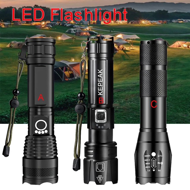 1000000 Lumens Super-Bright LED Tactical Flashlight Rechargeable COB Work Light